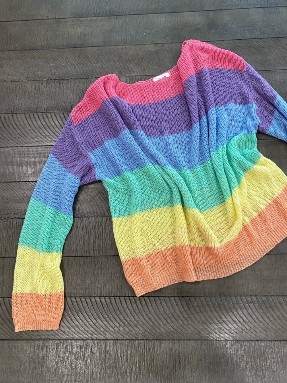 Bluivy Pastel Rainbow Stripe Crewneck Sweater